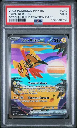 2023 POKEMON PAR EN-PARADOX RIFT SPECIAL ILLUSTRATION RARE TAPU KOKO EX PSA 9 - Image 1