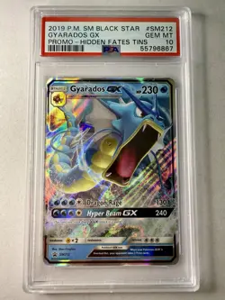 Pokemon Sun & Moon Black Star SM212 Hidden Fates TIN Gyarados GX PSA 10 GEM MINT - Image 1