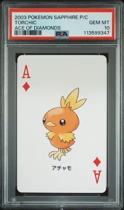 2003 POKEMON SAPPHIRE VERSION PLAYING CARDS ACE OF DIAMONDS TORCHIC PSA 10 - Image 1