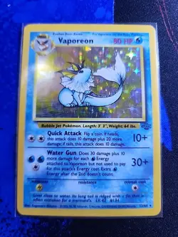 Pokemon TCG Vaporeon Jungle Holo Rare Card 12/64 Unlimited LP - Image 1