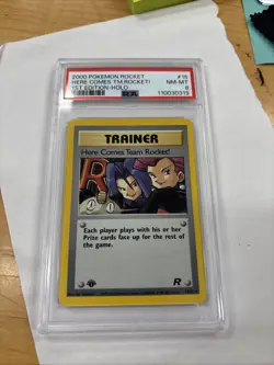 2000 Pokemon Rocket Trainer Card - Here Comes Team Rocket PSA 8 1st Edition - Image 1