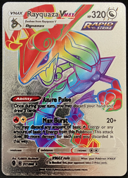 Rayquaza Vmax Rainbow Silver Foil Textured Display Card - Image 1