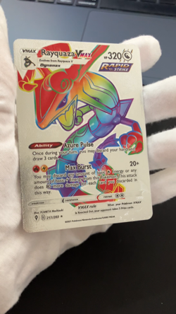 Rayquaza Vmax Rainbow Silver Foil Textured Display Card - Image 2