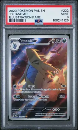 2023 POKEMON PAL EN-PALDEA EVOLVED ILLUSTRATION RARE #222 TYRANITAR PSA 9 - Image 1