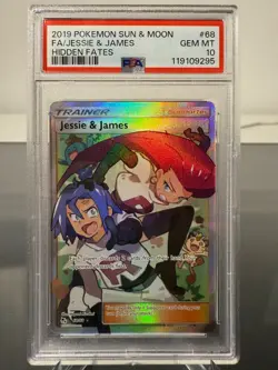 Pokemon TCG PSA 10 Gem MINT Jessie & James 68/68 Hidden Fates English - Image 1