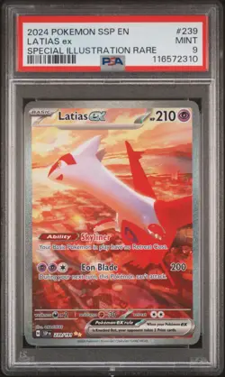 2024 POKEMON SSP EN-SURGING SPARKS SPECIAL ILLUSTRATION RARE LATIAS EX PSA 9 - Image 1