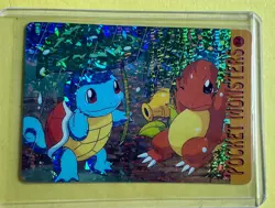 CHARMANDER & SQUIRTLE Pokemon Pocket Monsters Vending Prism Sticker Holo NM Foil - Image 1