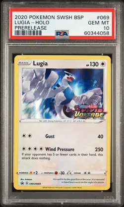 2020 POKEMON SWSH BLACK STAR PROMO PRERELEASE #069 LUGIA-HOLO PSA 10 - Image 1