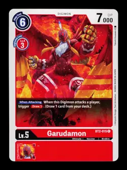 Garudamon BT2-015 Red Digimon Card CCG Trading Card - Image 1