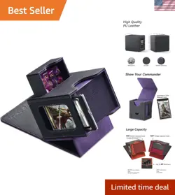 Minimalist Faux Leather Card Deck Box for MTG - Holds 100 Double-Sleeved Cards - Image 1