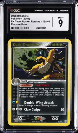 2004 POKEMON EX TEAM ROCKET RETURNS #15 DARK DRAGONITE-REVERSE FOIL CGC 9 - Image 1