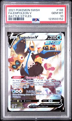 2021 POKEMON SWORD & SHIELD BATTLE STYLES #146 FULL ART/EMPOLEON V PSA 10 - Image 1