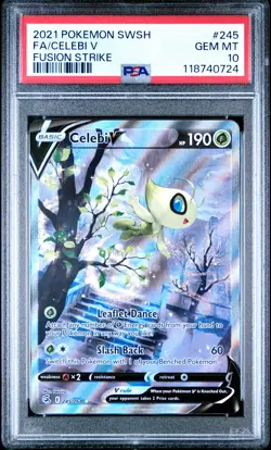 2021 POKEMON SWORD & SHIELD FUSION STRIKE #245 FULL ART/CELEBI V PSA 10 - Image 1