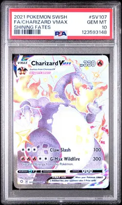 2021 POKEMON SWORD & SHIELD SHINING FATES #SV107 FULL ART/CHARIZARD VMAX PSA 10 - Image 1