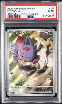 2025 POKEMON SVP EN-SV BLACK STAR PROMO #189 N'S ZORUA PSA 9 - Image 1