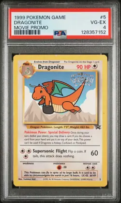 1999 POKEMON GAME MOVIE MOVIE PROMO #5 DRAGONITE PSA 4 - Image 1