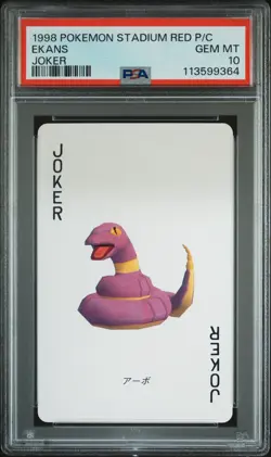 1998 POKEMON STADIUM RED VERSION PLAYING CARDS JOKER EKANS PSA 10 - Image 1