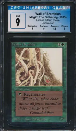 Beta Wall of Brambles CGC 9 Graded Magic MTG (0286) -magicgraders- - Image 1