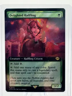 Near Mint Surge Foil Delighted Halfling (Extended Art) - Image 1