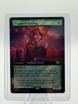 Near Mint Surge Foil Delighted Halfling (Extended Art) - Image 2