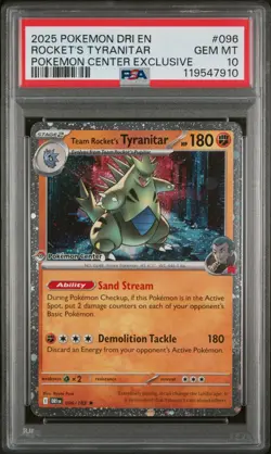 2025 POKEMON DRI EN-DESTINED RIVALS #096 TEAM ROCKET'S TYRANITAR PSA 10 - Image 1