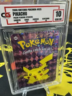 Pikachu Pokemon Nintendo Vending Prism Sticker Gem Mint 10 Licensed Rare! - Image 2