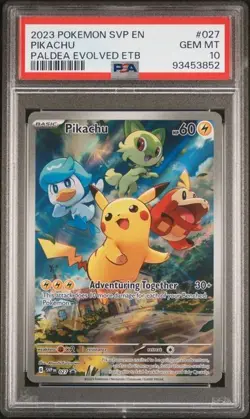PSA 10 Pikachu 027 SVP 2023 Pokemon Paldea Evolved ETB Black Star Promo GEM MINT - Image 1