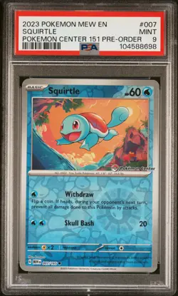 2023 POKEMON MEW EN-151 POKEMON CENTER 151 PRE-ORDER PROMO #007 SQUIRTLE PSA 9 - Image 1