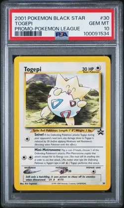 2001 POKEMON PROMO BLACK STAR POKEMON LEAGUE #30 TOGEPI PSA 10 - Image 1