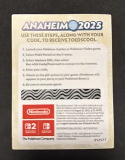 Exclusive Pokemon Worlds Anaheim 2025 Toedscool Unused Scarlet Violet Game Code - Image 2