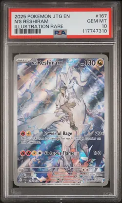 2025 POKEMON JTG EN-JOURNEY TOGETHER ILLUSTRATION RARE #167 N'S RESHIRAM PSA 10 - Image 1