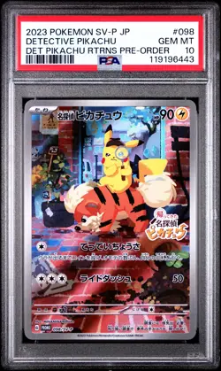 2023 POKEMON JAPANESE SV-P PROMO #098 DETECTIVE PIKACHU PSA 10 - Image 1