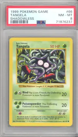 PSA 8 - Pokemon Card - Base 66/102 - TANGELA (common) *Shadowless* - NM-MT - Image 1