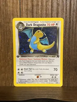Dark Dragonite Holo Rare 1st Edition Team Rocket 5/82 Pokemon TCG Vintage - LP - Image 1