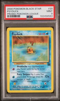 2000 POKEMON PROMO BLACK STAR POKEMON LEAGUE #20 PSYDUCK PSA 9 - Image 1