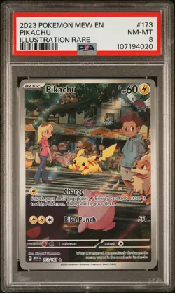 2023 POKEMON MEW EN-151 ILLUSTRATION RARE #173 PIKACHU PSA 8 - Image 1