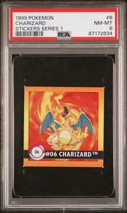 Charizard #06 Pokemon 1999 Artbox Sticker Series 1 PSA 8 NM-MT Vintage - Image 1