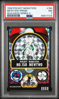 1998 POCKET MONSTERS SEALDASS SER 3 #150 MEWTWO-PRISM PSA 7 - Image 1