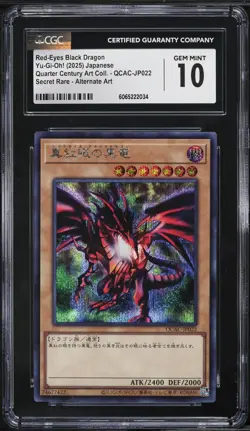 2025 Yu-Gi-Oh! Japanese QCAC Alt Art Red-Eyes Black Dragon #QCAC-JP022 CGC 10 - Image 1