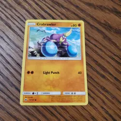 Pokemon Burning Shadows Crabrawler Common Card 73/147 - Image 1