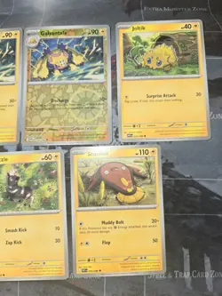 White Flare 5 Card Lot Galvantula, Joltik, Blitzle, Stunfisk Lightning Pokemon - Image 3