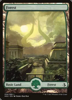 Forest #254 2x FOIL AKH MTG Amonkhet Full Art Basic Land MINT green - Image 1