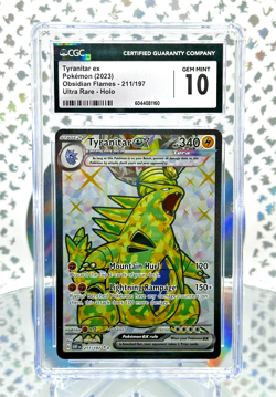 CGC 10 Tyranitar EX 211/197 Obsidian Flames Full Art Ultra Rare Pokemon Card - Image 1