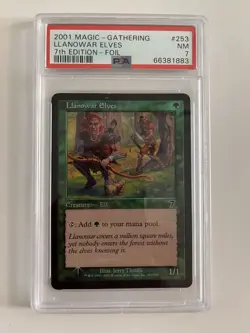 MTG MAGIC LLANOWAR ELVES FOIL 7th Grade Psa7 Near Mint - Image 1