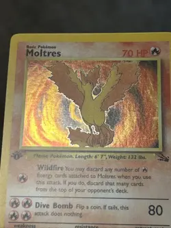 Pokemon TCG Moltres Holo Rare Card 12/62 Fossil 1st Edition Nice Card - Image 4