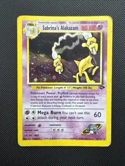 🌀🥄| Sabrina's Alakazam 16/132 Gym Challenge Holo HP Creased Pokemon #58 - Image 1