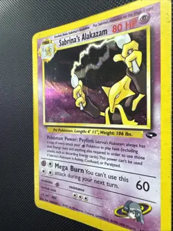 🌀🥄| Sabrina's Alakazam 16/132 Gym Challenge Holo HP Creased Pokemon #58 - Image 3