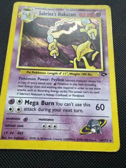 🌀🥄| Sabrina's Alakazam 16/132 Gym Challenge Holo HP Creased Pokemon #58 - Image 5