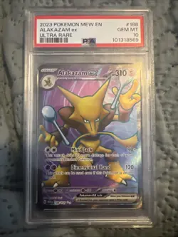 2023 Pokemon Mew En-151 #188 Alakazam EX Ultra Rare PSA gem Mt 10 - Image 1