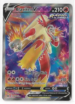 Pokemon TCG Blaziken V Sword & Shield Chilling Reign 161/198 Holo Full Art NM - Image 1